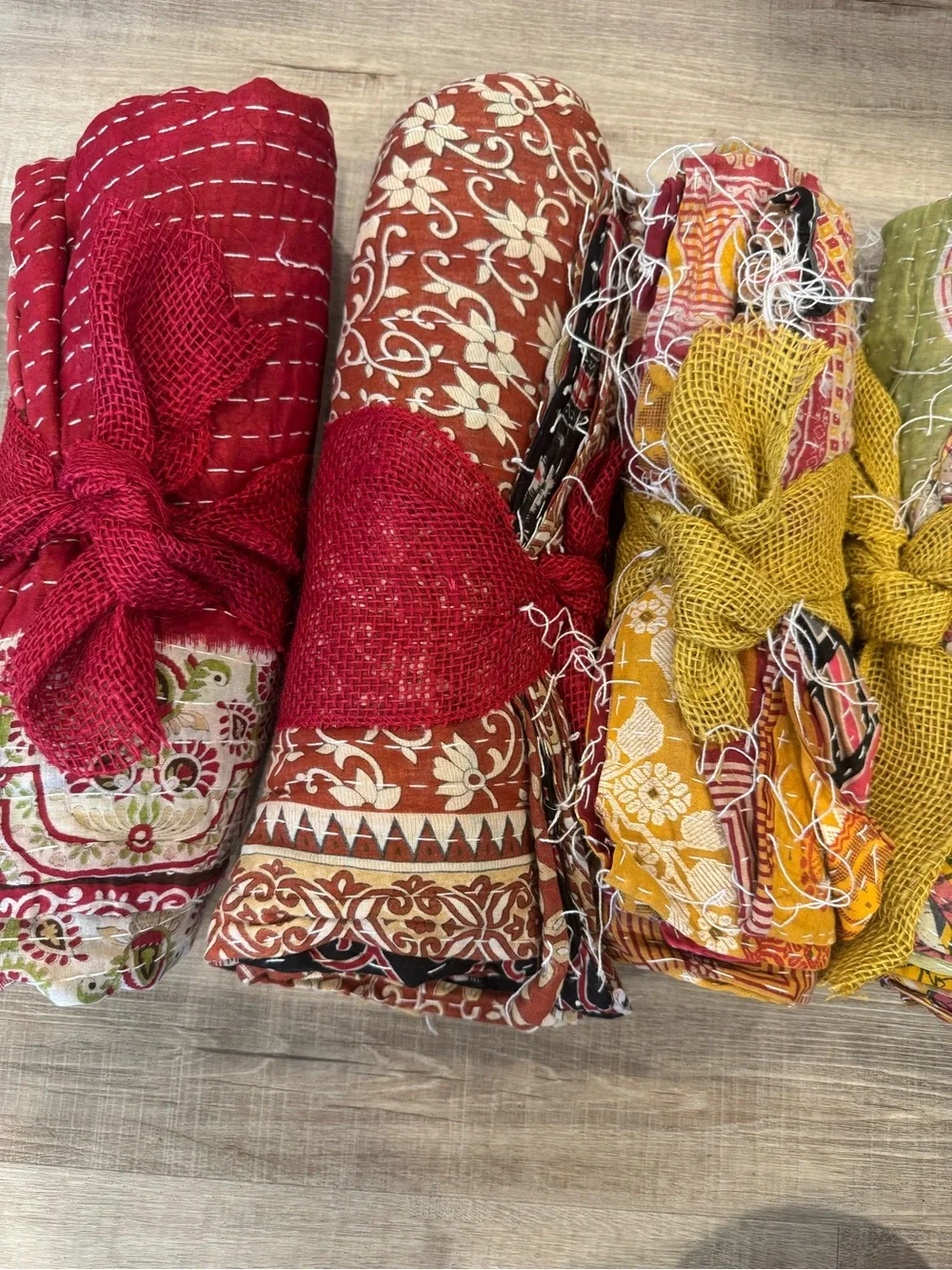 Vintage Kantha Quilt Throw- Hand Stitched from Sari Quilt - Multiple patterns